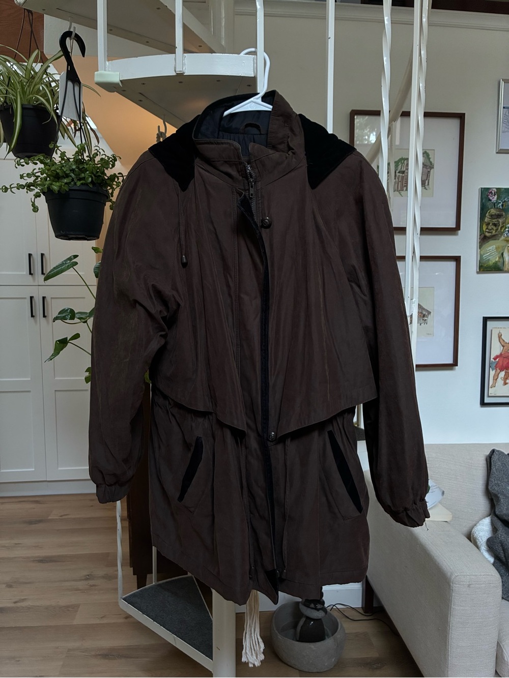 Chocolate Brown Hooded Parka Jacket